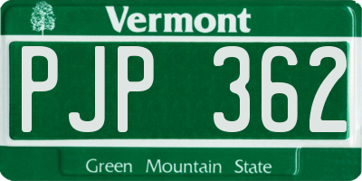 VT license plate PJP362