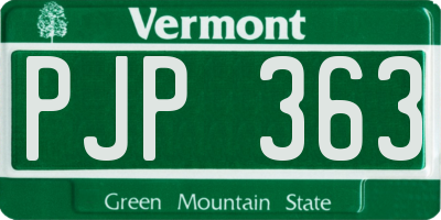 VT license plate PJP363