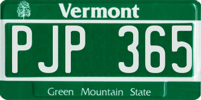 VT license plate PJP365