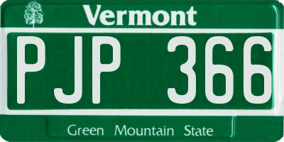 VT license plate PJP366