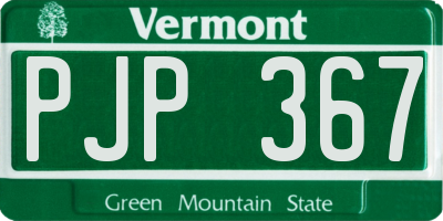 VT license plate PJP367
