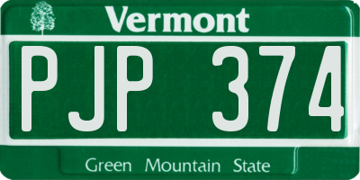 VT license plate PJP374