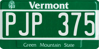 VT license plate PJP375
