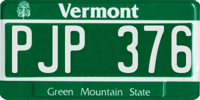 VT license plate PJP376