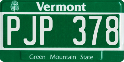 VT license plate PJP378