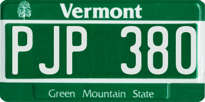 VT license plate PJP380