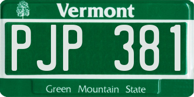 VT license plate PJP381