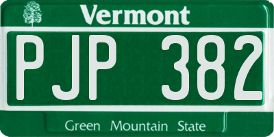 VT license plate PJP382