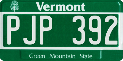 VT license plate PJP392