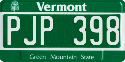 VT license plate PJP398