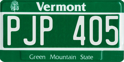 VT license plate PJP405