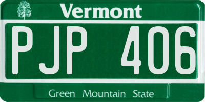 VT license plate PJP406