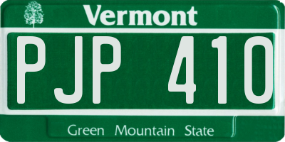 VT license plate PJP410