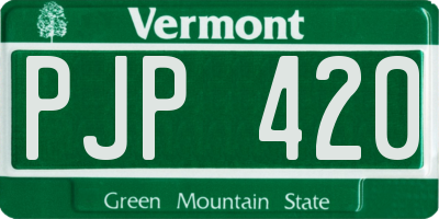 VT license plate PJP420
