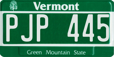 VT license plate PJP445