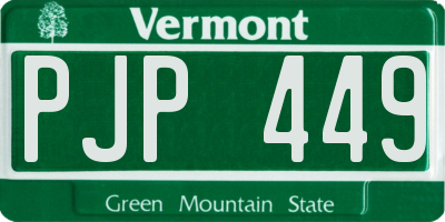 VT license plate PJP449