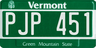 VT license plate PJP451