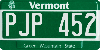 VT license plate PJP452