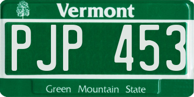VT license plate PJP453