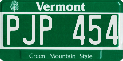 VT license plate PJP454