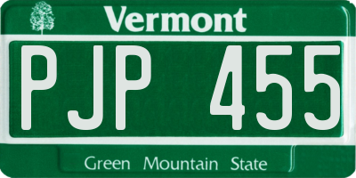VT license plate PJP455