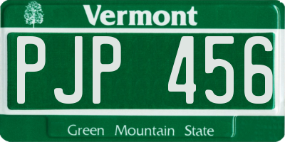 VT license plate PJP456