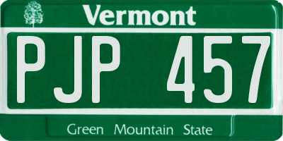 VT license plate PJP457