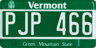 VT license plate PJP466