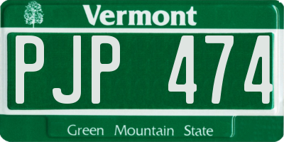 VT license plate PJP474