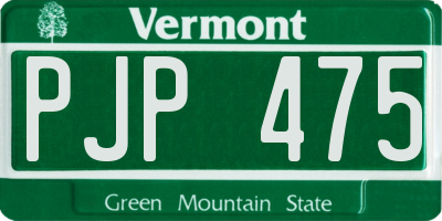 VT license plate PJP475