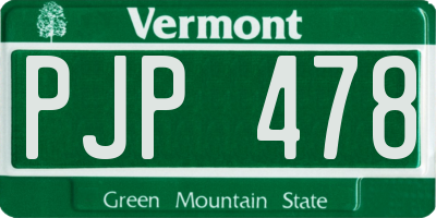 VT license plate PJP478