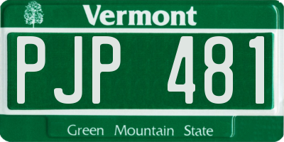 VT license plate PJP481