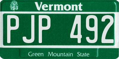 VT license plate PJP492