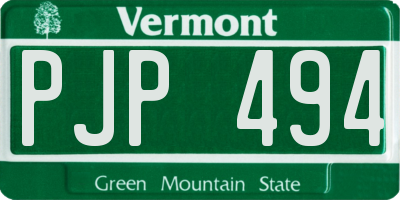VT license plate PJP494