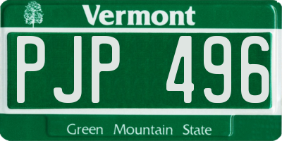 VT license plate PJP496