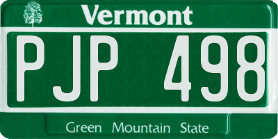 VT license plate PJP498