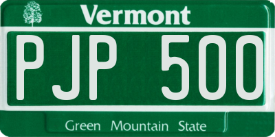 VT license plate PJP500