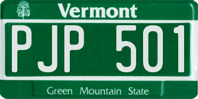 VT license plate PJP501