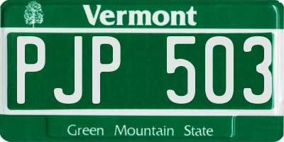 VT license plate PJP503