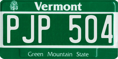 VT license plate PJP504
