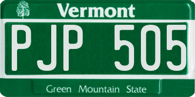 VT license plate PJP505