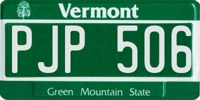 VT license plate PJP506