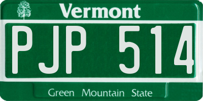 VT license plate PJP514