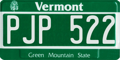 VT license plate PJP522