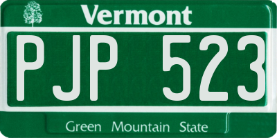 VT license plate PJP523
