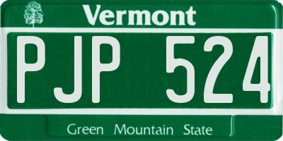 VT license plate PJP524