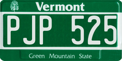 VT license plate PJP525