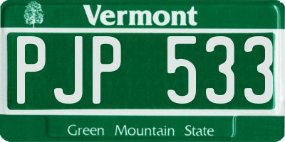VT license plate PJP533