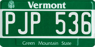 VT license plate PJP536