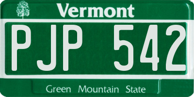 VT license plate PJP542